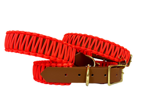 Neon Orange Classic collar - Cognac Biothane