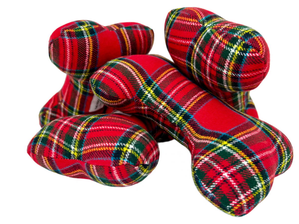 Jouet osseux en flanel à carreaux tartan